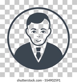 Rounded Gentleman vector icon. Illustration style is flat iconic smooth blue symbol on a chess transparent background.