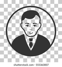 Rounded Gentleman vector icon. Illustration style is flat iconic gray symbol on a chess transparent background.