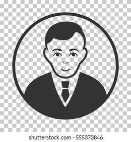 Rounded Gentleman vector pictograph. Illustration style is flat iconic gray symbol on a chess transparent background.