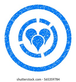 Rounded Geo Diagram rubber seal stamp watermark. Icon symbol inside circle with grunge design and dust texture. Unclean vector blue sign.