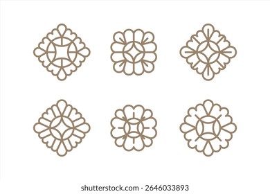Rounded geometric elements for your project. Openwork decor elements for different design.
