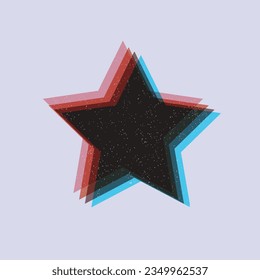Rounded Geometrical shape object, Colorful design with risograph print effect. Vector of riso effect for print or your design asset. Perfect for your design,texture shape or printed. SHOTLISTretro