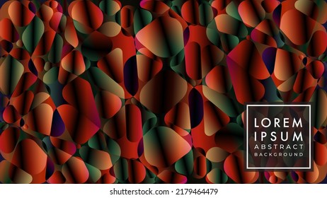 Rounded geometrical shape pattern in dark neon color gradient. Abstract geometric background design template. Cyberpunk, dystopian, utopia vibes