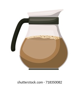 rounded glass jar of coffee with handle in realistic colorful silhouette on white background vector illustration
