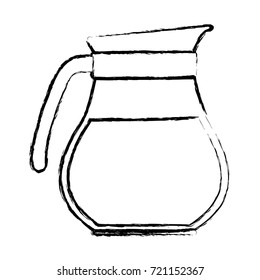 rounded glass jar of coffee with handle monochrome blurred silhouette vector illustration