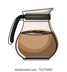 rounded glass jar of coffee with handle colorful watercolor silhouette vector illustration