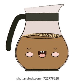 rounded glass jar of coffee with handle colorful kawaii blurred silhouette vector illustration