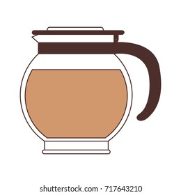 rounded glass jar recipient of coffee with handle silhouette color section on white background vector illustration