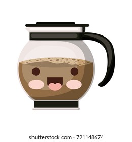 rounded glass jar recipient of coffee with handle colorful kawaii silhouette vector illustration