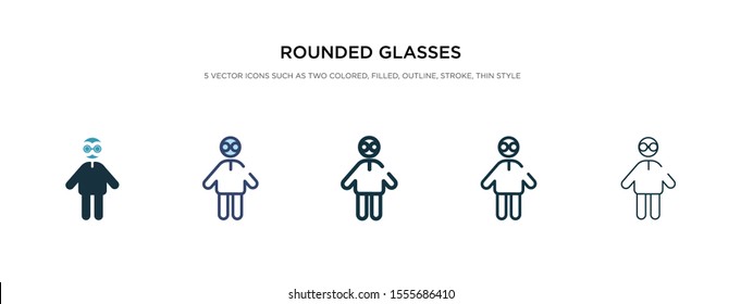 rounded glasses icon in different style vector illustration. two colored and black rounded glasses vector icons designed in filled, outline, line and stroke style can be used for web, mobile, ui