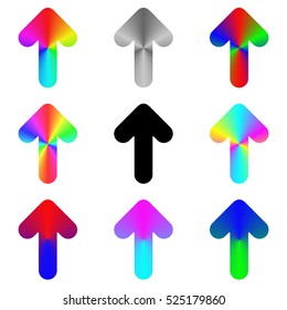 Rounded gradient rainbow arrow icon design set
