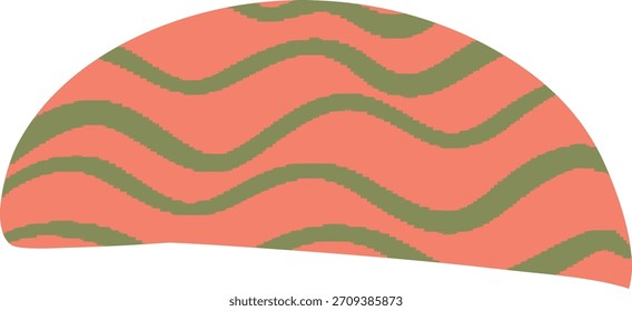 Media cúpula redondeada con rayas onduladas lisas en estilo geométrico plano. La forma curva de la tapa muestra bandas que fluyen y bordes suaves, Formas limpias. Ilustración vectorial de dibujos animados