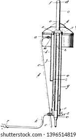 Rounded Handed Design Still is device used to distill miscible liquid and then condensing it to vapour and send it back through the tube vintage line drawing or engraving illustration.