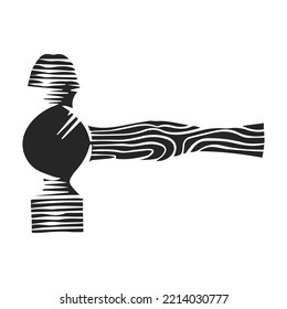 Rounded head hammer Woodworking tool vector illustration