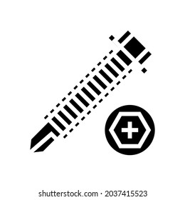 rounded head screw glyph icon vector. rounded head screw sign. isolated contour symbol black illustration