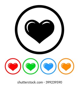 Rounded Heart Icon in Four Colors