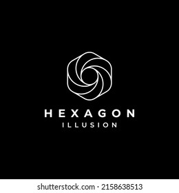 Plantilla vectorial de diseño del logotipo de la esfera de arte de línea hexagonal redondeada