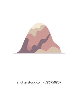 Rounded hill icon in flat style. Outline mountain symbol in round frame