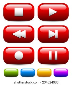 Rounded horizontal multimedia buttons