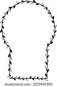 Rounded Horseshoe Arch rectangular frame architectural Flower window Flower door flower frame floral leaf leaves decoration Botanical Branches wedding card anniversary celebration beautiful arabesque 