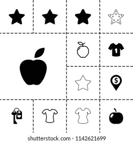Rounded icon. collection of 13 rounded filled and outline icons such as star, apple, t-shirt, dollar location, t-shirt. editable rounded icons for web and mobile.