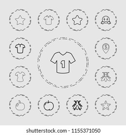 Rounded icon. collection of 13 rounded outline icons such as apple, fly, star, t-shirt, confused emot, dollar location. editable rounded icons for web and mobile.