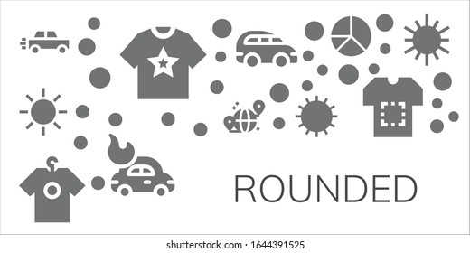 rounded icon set. 11 filled rounded icons.  Simple modern icons such as: Car, Shirt, Sun, Grid, Pie chart
