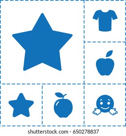 Rounded icon. set of 6 rounded filled icons such as apple, star, t-shirt