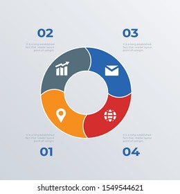 Rounded icons infographic template design. Business concept infograph with 4 options, steps or processes. Vector visualization can be used for workflow layout, diagram, annual report, web
