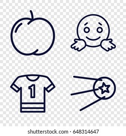 Rounded icons set. set of 4 rounded outline icons such as apple, confused emot, star