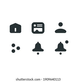 Rounded Icons Set Home Feed Profile Notification Bell