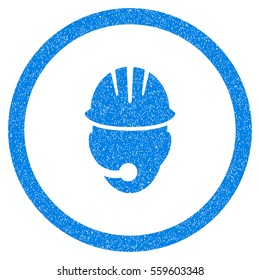 Rounded Industrial Operator rubber seal stamp watermark. Icon symbol inside circle with grunge design and dust texture. Unclean vector blue sticker.