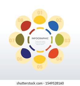 Rounded infographic template design. Business concept infograph with 8 options, steps or processes. Vector visualization can be used for workflow layout, diagram, annual report, web