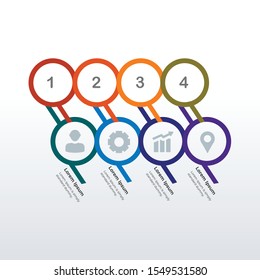 Rounded infographic template design. Business concept info graph with 4 icons, options, steps or processes. Vector visualization can be used for workflow layout, diagram, annual report, web