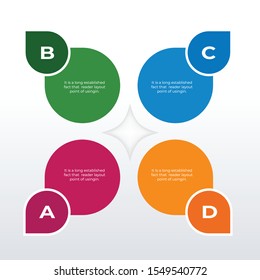 Rounded infographic template design. Business concept info graph with 4 options, steps or processes. Vector visualization can be used for workflow layout, diagram, annual report, web