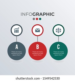 Rounded infographic template design with icons. Business concept infograph with 3 options, steps or processes. Vector visualization can be used for workflow layout, diagram, annual report, web