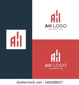 Rounded Initials Monogram AH logo design