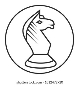 Rounded a knight chess piece line art icon for apps or website