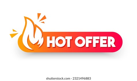 Rounded Label With Flame Icon And Text Hot Offer