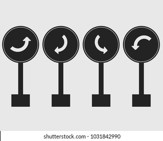 Rounded Left Right Turn Symbol Icon of Highway