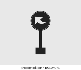 Rounded Left  turn arrow sign icon of highway