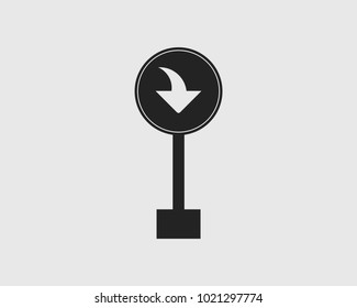 Rounded Left  turn arrow sign icon of highway