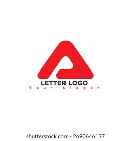 Letra redondeada A Vector del logotipo. Diseño de ícono de App rojo moderno, símbolo de monograma minimalista con Botón de juego interno o forma de flecha hacia adelante para juegos móviles y Tecnología digital.