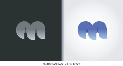 rounded letter m logo set vector