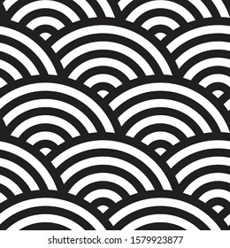 Rounded Line Art Seamless Pattern Black Stock Vector (Royalty Free ...