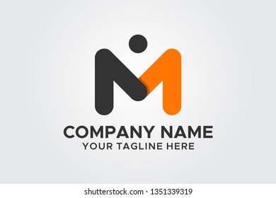 Rounded Line Letter N and M Flat Vector Logo