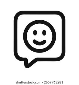 Línea redondeada Cara sonriente Icono de burbuja de discurso Elemento de comunicación