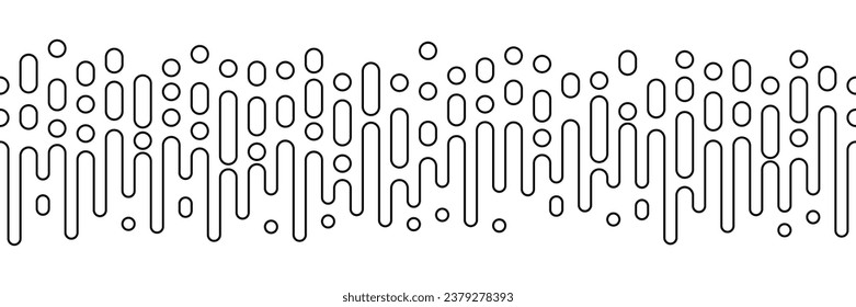Rounded lines halftone transition, seamless border, isolated on a white background, vector design