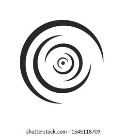 Rounded lines of ripples of liquid logo, tsunami icon, diverge to the sides concentric shape monochrome design element