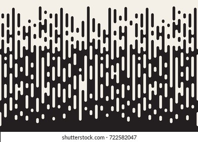 Rounded lines seamless pattern. Black and white background with halftone transition. Vector